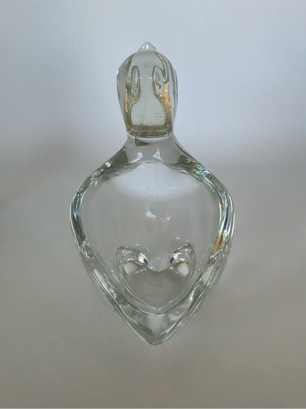 Vintage Hand Blown Clear Glass Pelican Figurine Coastal Bird Art Paperweight